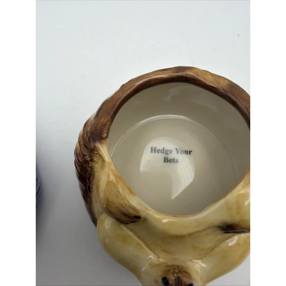 Kevin Francis Face Pots Hedgehog Covered Trinket Boxes Pair England 2007